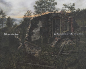 „Rodit se a umírat doma“ 2000–2001, olej, plátno, 106x86 cm