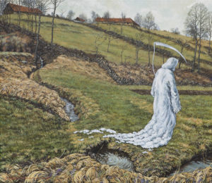 „Loni odcházela brzy, už v půlce února.“ 2015, akryl, olej, plátno, 100x115