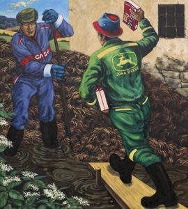 „Právě vyšla!“ květen 2015, akryl, olej, plátno, 100x90 cm (příspěvek do 100. čísla Revolver Revue a k 30 letům činnosti)
