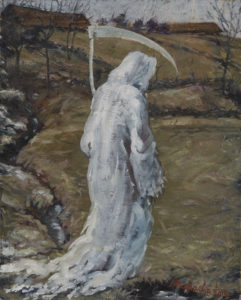 „Odchod zimy z Petrovic“ skica 2015, olej, lepenka, 23,5x30 cm