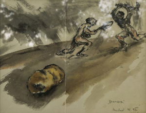 „Brambor“ skica, 1997, akvarel, papír, 31x40 cm