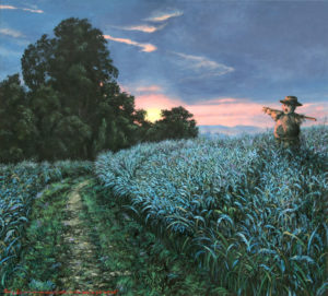 „Snad nám jenom ukazují cestu, ale dřív jsem se jich dost bál“ 2014, akryl, olej, plátno, 110x90 cm (soukromá sbírka)