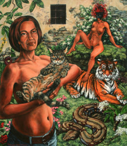 „Spokojený kocourek“ 2014, akryl, olej, plátno, 115x100 cm (soukromá sbírka)