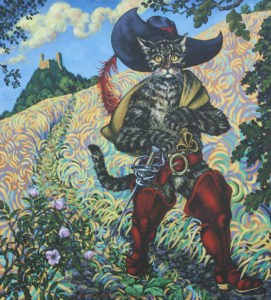 "A zase do světa!" (malá varianta) 2016, akryl, plátno, 90x100 cm (soukromá sbírka)